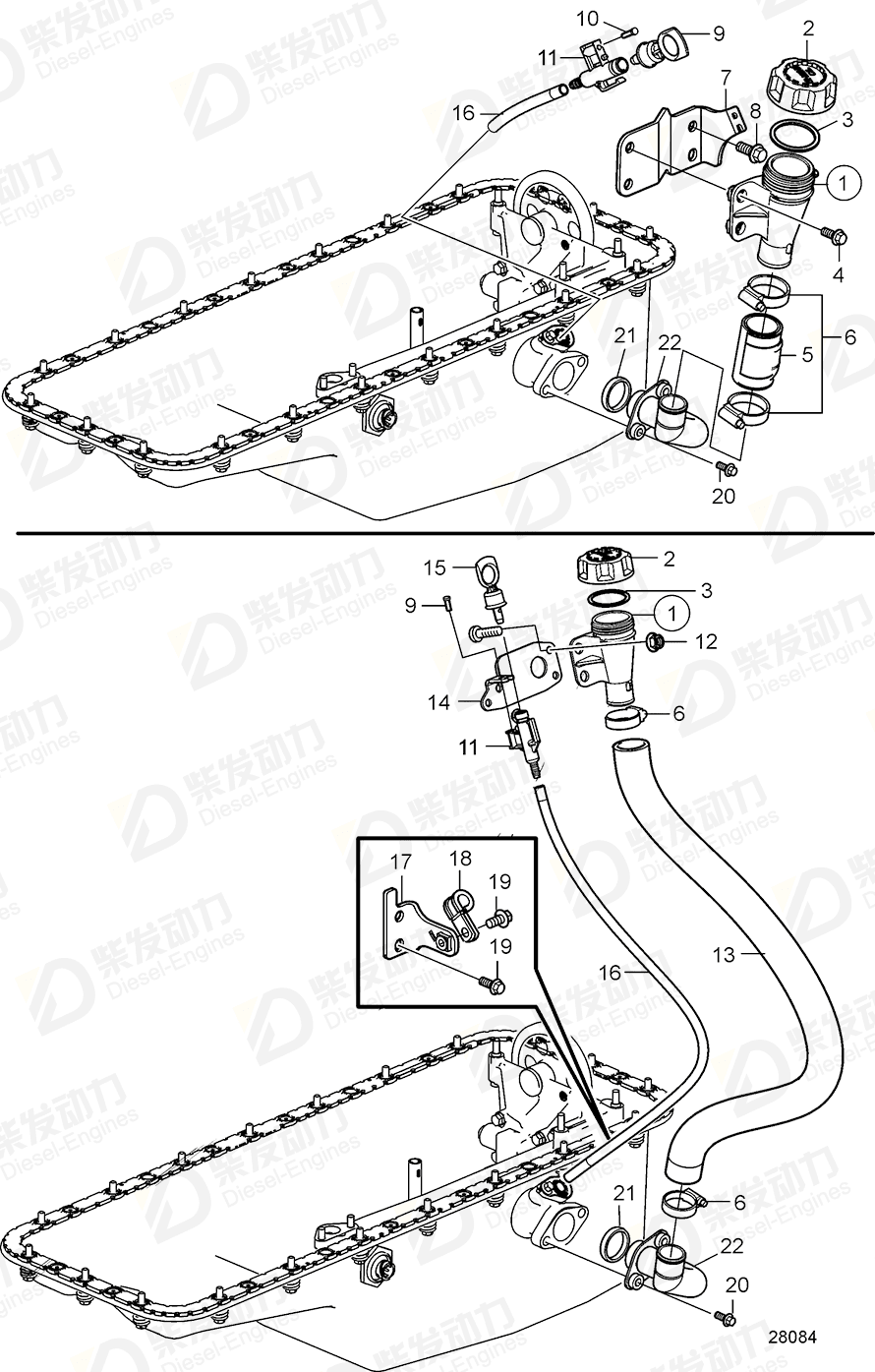 volvo penta Bracket 22099413 Drawing
